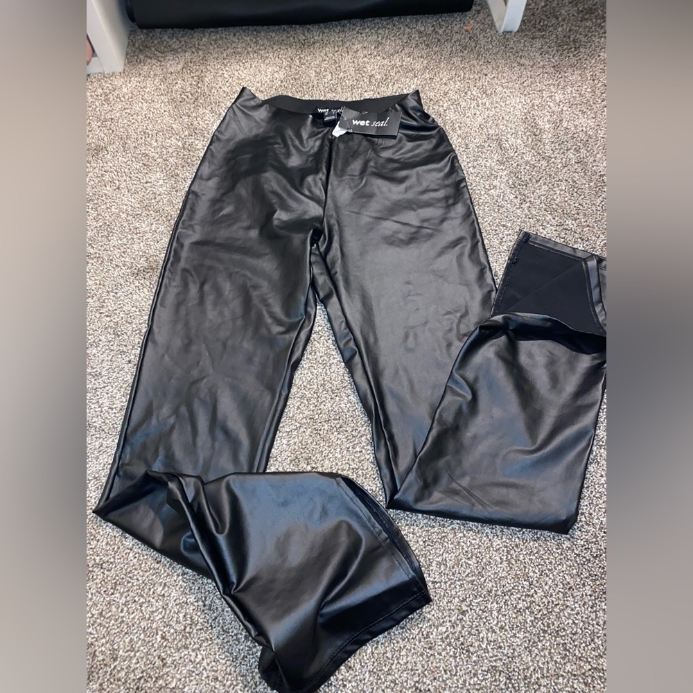 High waisted leather faux legging